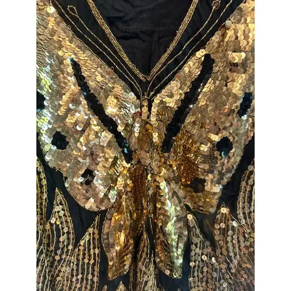Vintage Tina Silk and Sequin Butterfly Top Free Size